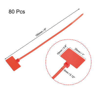 Harfington Uxcell Cable Zip Ties 6 Inch Label Tag Mark Self-Locking Nylon Wire Strap Red 80pcs