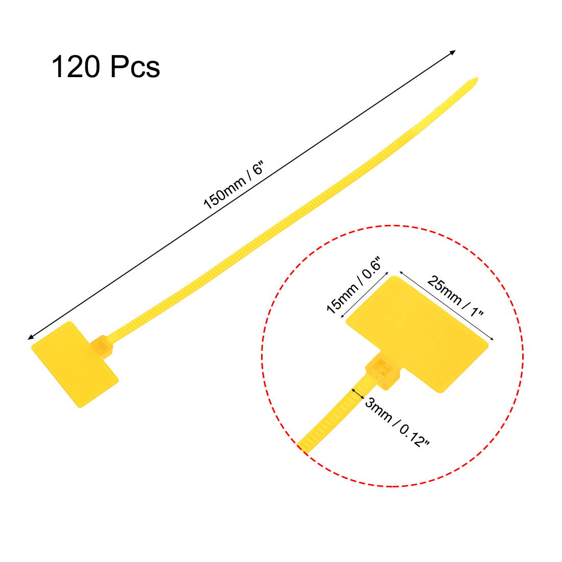 uxcell Uxcell Cable Zip Ties 6 Inch Label Tag Mark Self-Locking Nylon Wire Strap Yellow 120pcs