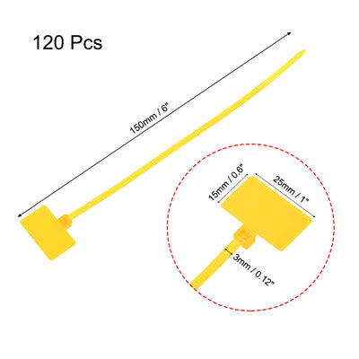 Harfington Uxcell Cable Zip Ties 6 Inch Label Tag Mark Self-Locking Nylon Wire Strap Yellow 120pcs