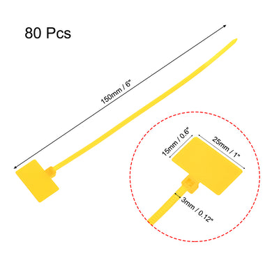 Harfington Uxcell Cable Zip Ties 6 Inch Label Tag Mark Self-Locking Nylon Wire Strap Yellow 80pcs