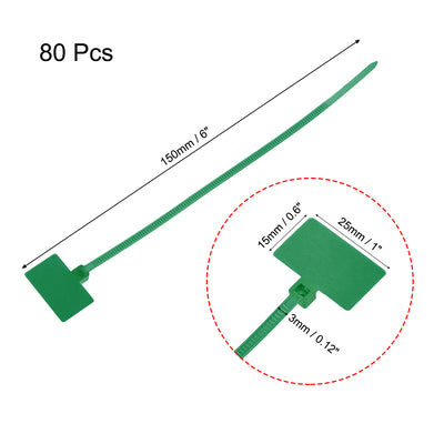 Harfington Uxcell Cable Zip Ties 6 Inch Label Tag Mark Self-Locking Nylon Wire Strap Green 80pcs