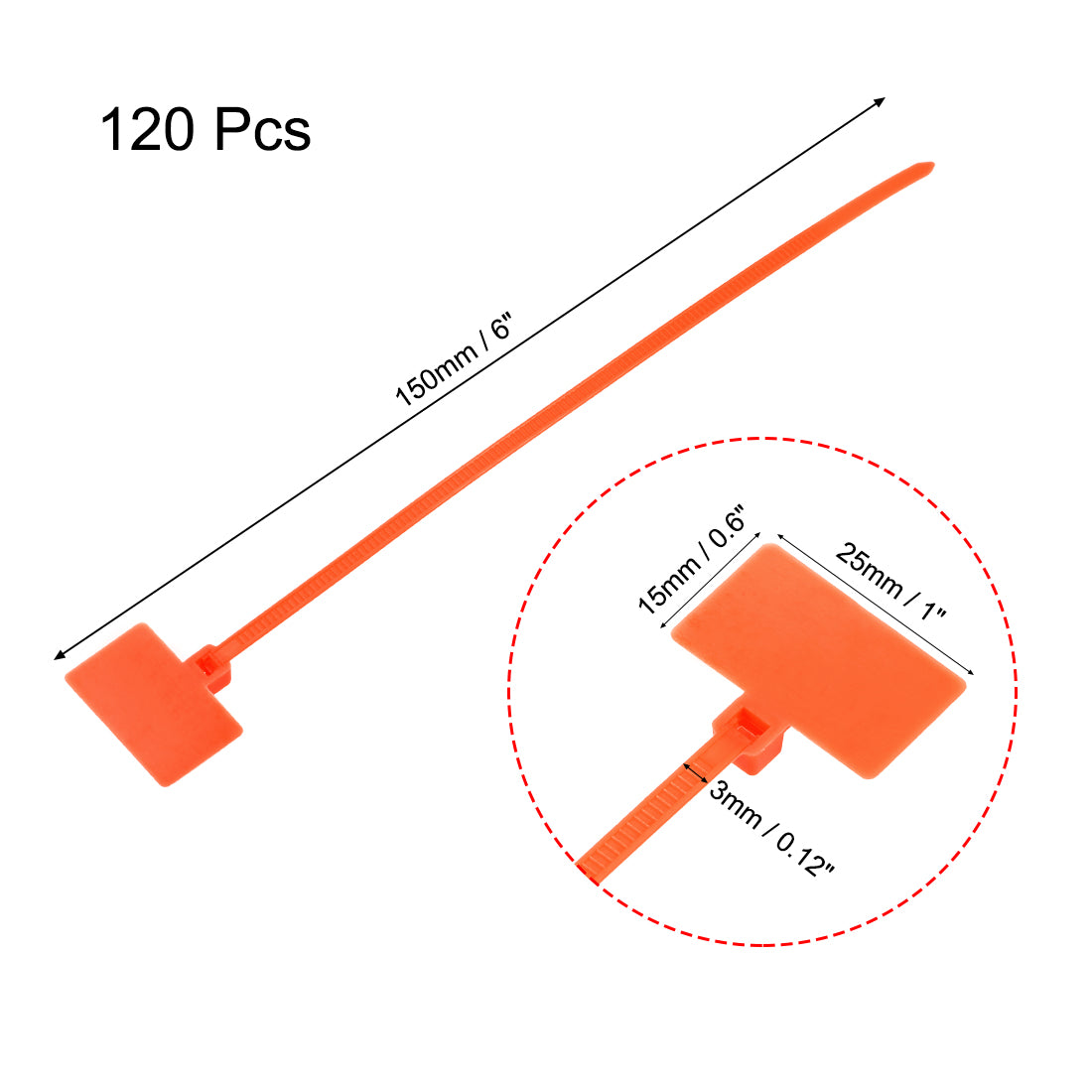 uxcell Uxcell Cable Zip Ties 6 Inch Label Tag Mark Self-Locking Nylon Wire Strap Orange 120pcs