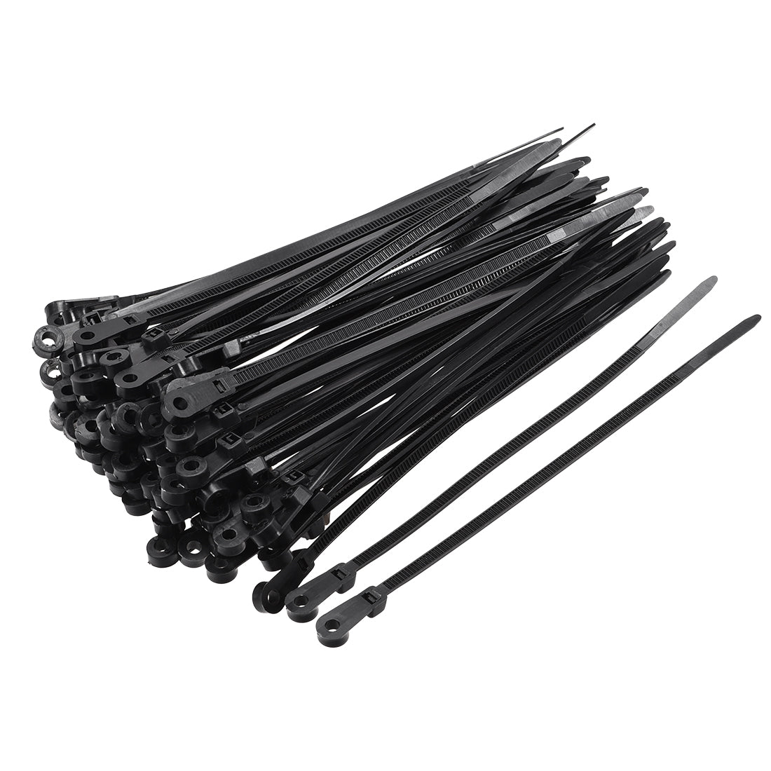 uxcell Uxcell Mount Head Cable Zip Ties 6 Inch Screw Hole Nylon Wire Strap Black 50pcs