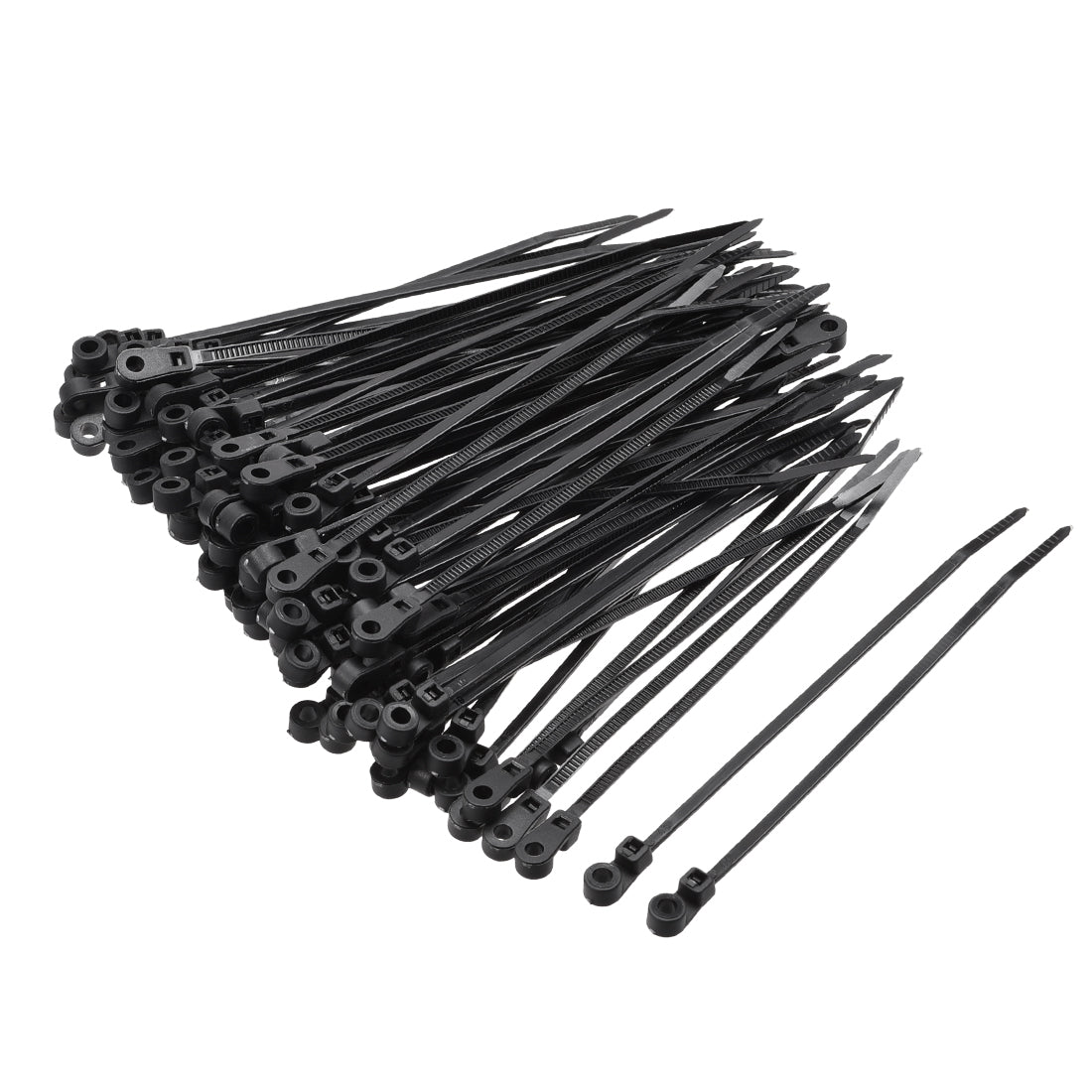 uxcell Uxcell Mount Head Cable Zip Ties 4 Inch Screw Hole Nylon Wire Strap Black 100pcs