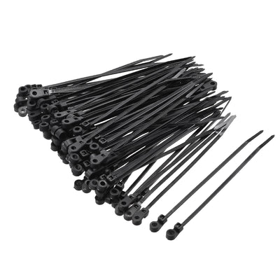 Harfington Uxcell Mount Head Cable Zip Ties 4 Inch Screw Hole Nylon Wire Strap Black 40pcs