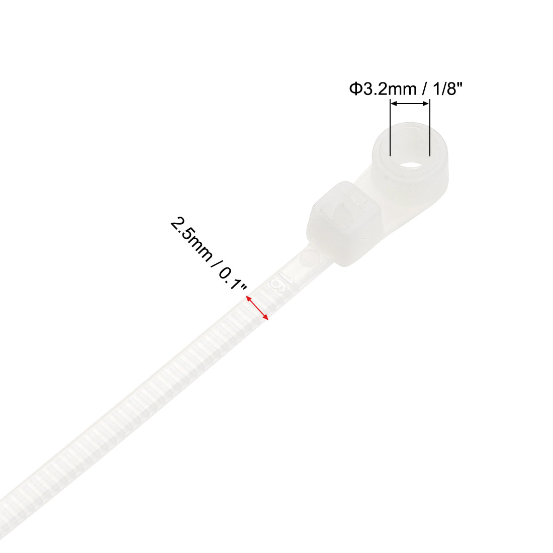 uxcell Uxcell Mount Head Cable Zip Ties 4 Inch Screw Hole Nylon Wire Strap White 60pcs