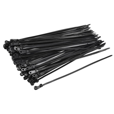 Harfington Uxcell Mount Head Cable Zip Ties 8 Inch Screw Hole Nylon Wire Strap Black 120pcs