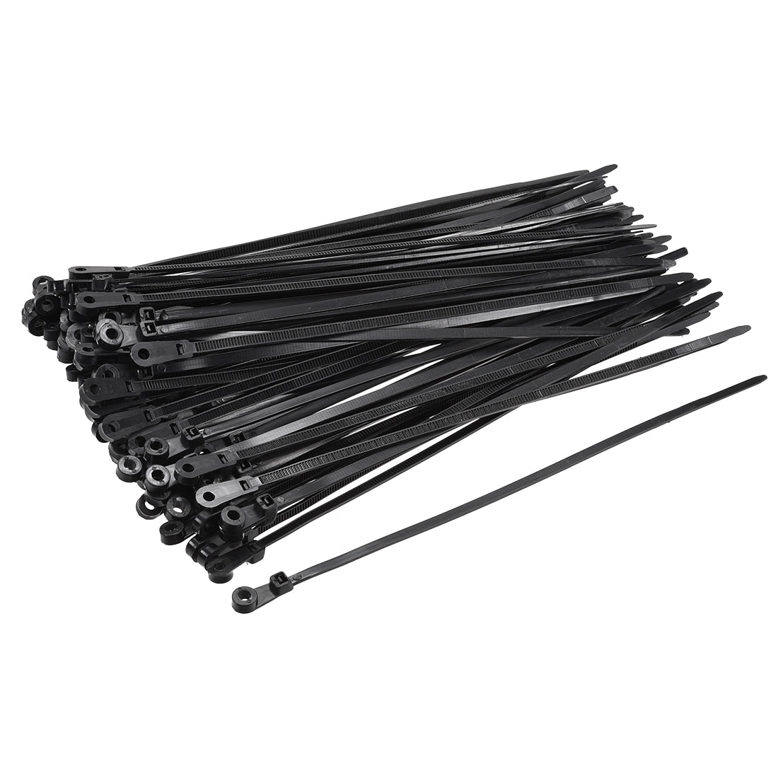 uxcell Uxcell Mount Head Cable Zip Ties 10 Inch Screw Hole Nylon Wire Strap Black 50pcs