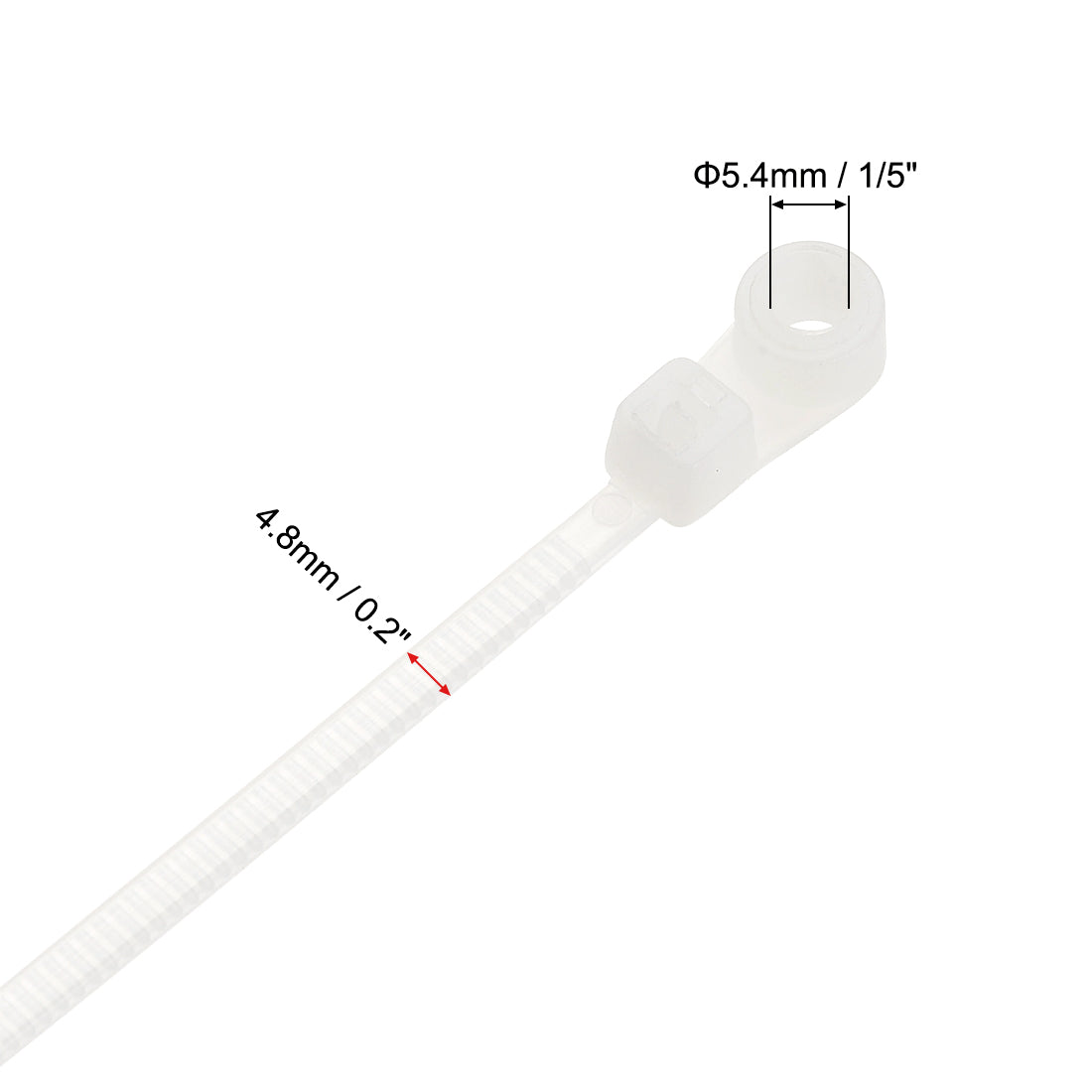 uxcell Uxcell Mount Head Cable Zip Ties 10 Inch Screw Hole Nylon Wire Strap White 80pcs