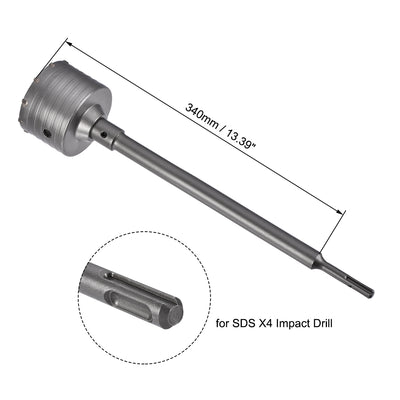 Harfington Uxcell Wall Hole Drill Bit 85mm Concrete Cement Stone Hole Saw Cutter 340mm Drilling Depth Round Shank with Connecting Rod Drill for SDS X4 Impact Drill