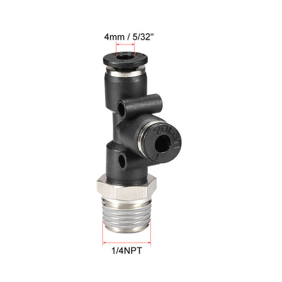 Harfington Plastic Tee Push to Connect Tube Fittings Male Thread Push Lock