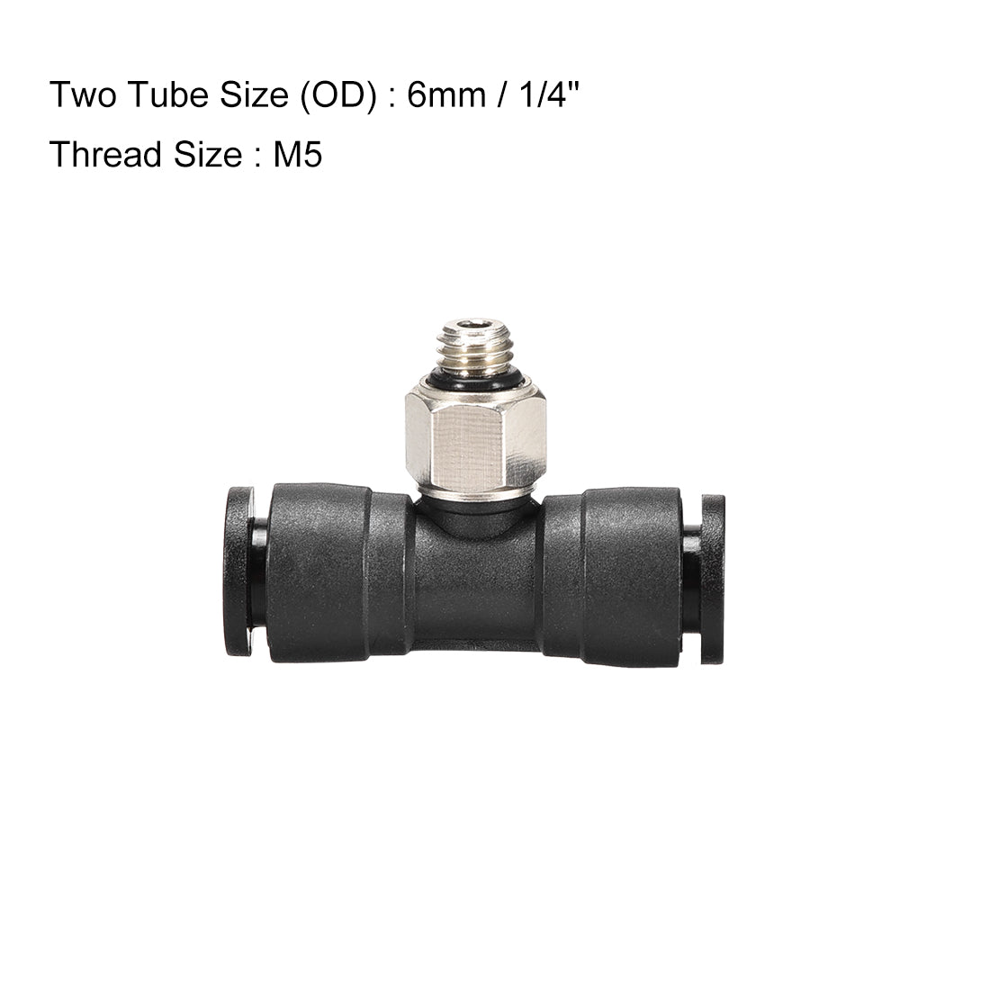 uxcell Uxcell 2Stk.Druck zur Verbindung Luftarmaturen T Rohr 6mm x M5 Außengewinde Drucksperre