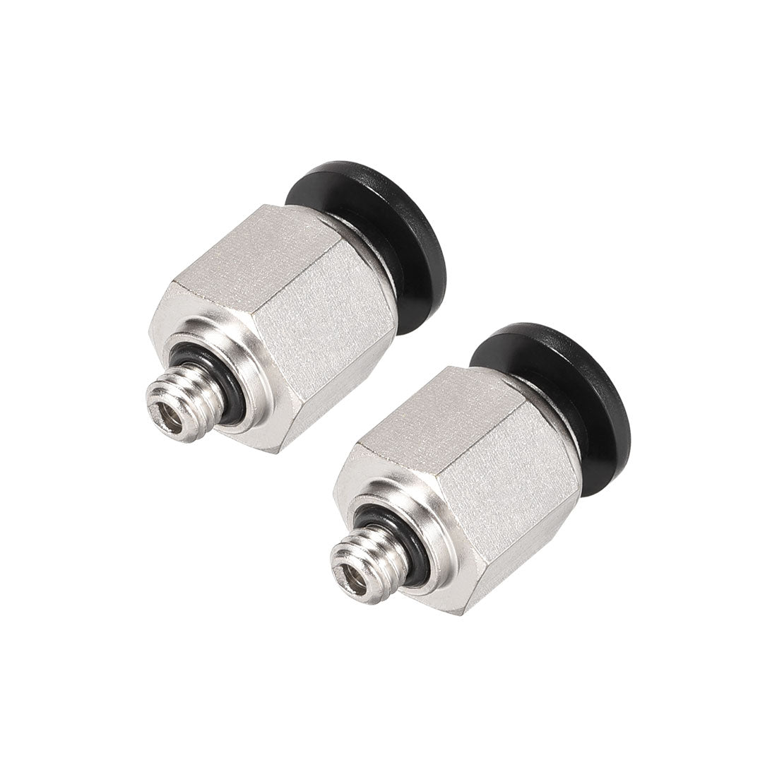 uxcell Uxcell Straight Pneumatic Push to Quick Connect Fittings M5 Male x 6mm Tube OD Silver Tone 2pcs