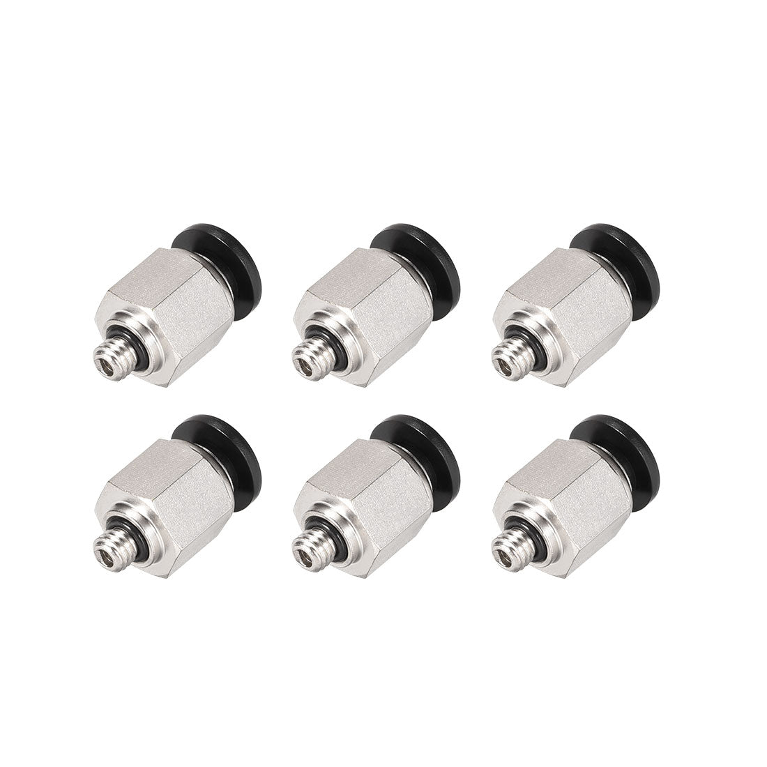 uxcell Uxcell Straight Pneumatic Push to Quick Connect Fittings M5 Male x 6mm Tube OD Silver Tone 6pcs