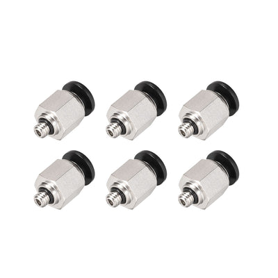 Harfington Uxcell Straight Pneumatic Push to Quick Connect Fittings M5 Male x 6mm Tube OD Silver Tone 6pcs