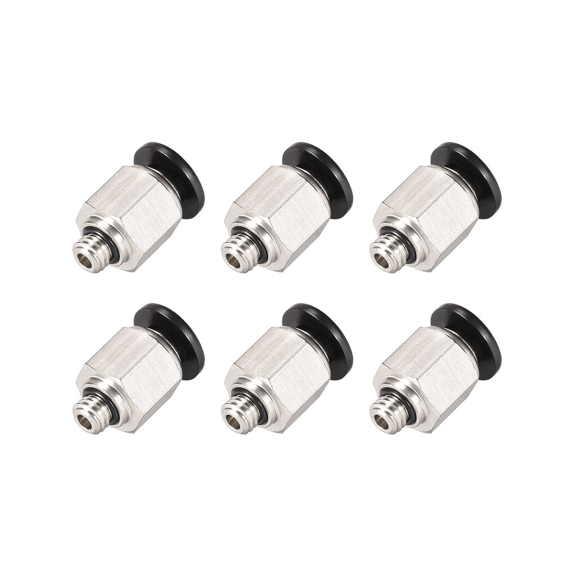 uxcell Uxcell Straight Pneumatic Push to Quick Connect Fittings M6 Male x 6mm Tube OD Silver Tone 6pcs