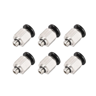 Harfington Uxcell Straight Pneumatic Push to Quick Connect Fittings M6 Male x 6mm Tube OD Silver Tone 6pcs