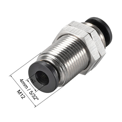 Harfington Uxcell Straight Pneumatic Push to Quick Connect Fittings Bulkhead Union 4mm Tube OD X 4mm Tube OD 2pcs