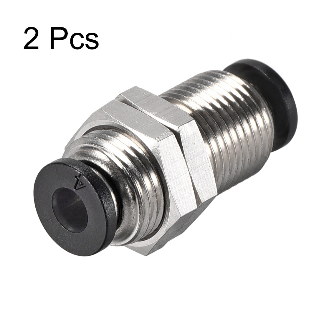 uxcell Uxcell Straight Pneumatic Push to Quick Connect Fittings Bulkhead Union 4mm Tube OD X 4mm Tube OD 2pcs