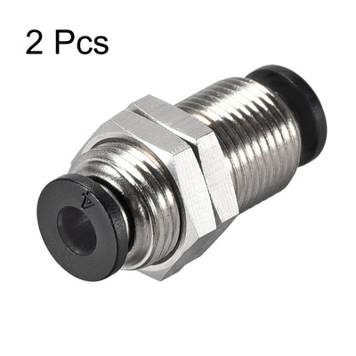 Harfington Uxcell Straight Pneumatic Push to Quick Connect Fittings Bulkhead Union 4mm Tube OD X 4mm Tube OD 2pcs