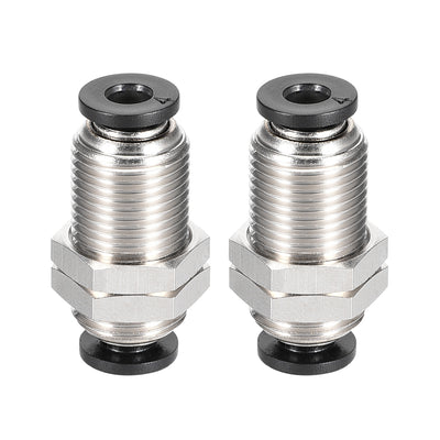 Harfington Uxcell Straight Pneumatic Push to Quick Connect Fittings Bulkhead Union 4mm Tube OD X 4mm Tube OD 2pcs