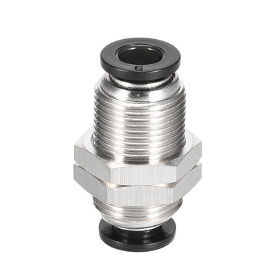 uxcell Uxcell Straight Pneumatic Push to Quick Connect Fittings Bulkhead Union 6mm Tube OD X 6mm Tube OD