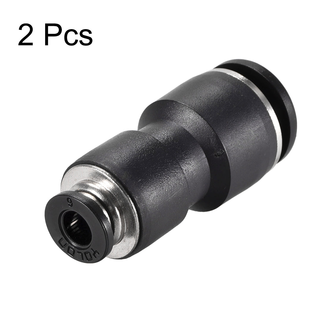 uxcell Uxcell Plastic Straight Union Push to Connect Tube Fitting 12mm-6mm OD Push Fit Lock 2pcs