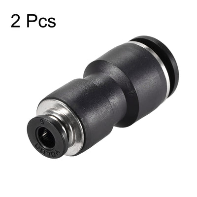 Harfington Uxcell Plastic Straight Union Push to Connect Tube Fitting 12mm-6mm OD Push Fit Lock 2pcs