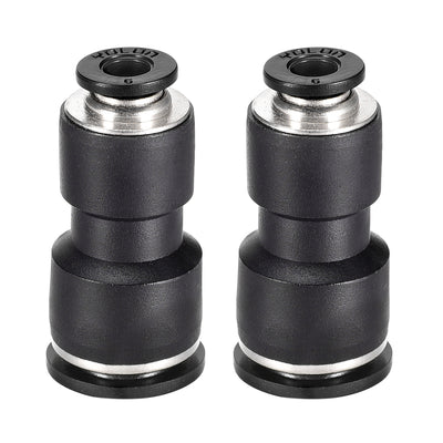 Harfington Uxcell Plastic Straight Union Push to Connect Tube Fitting 12mm-6mm OD Push Fit Lock 2pcs