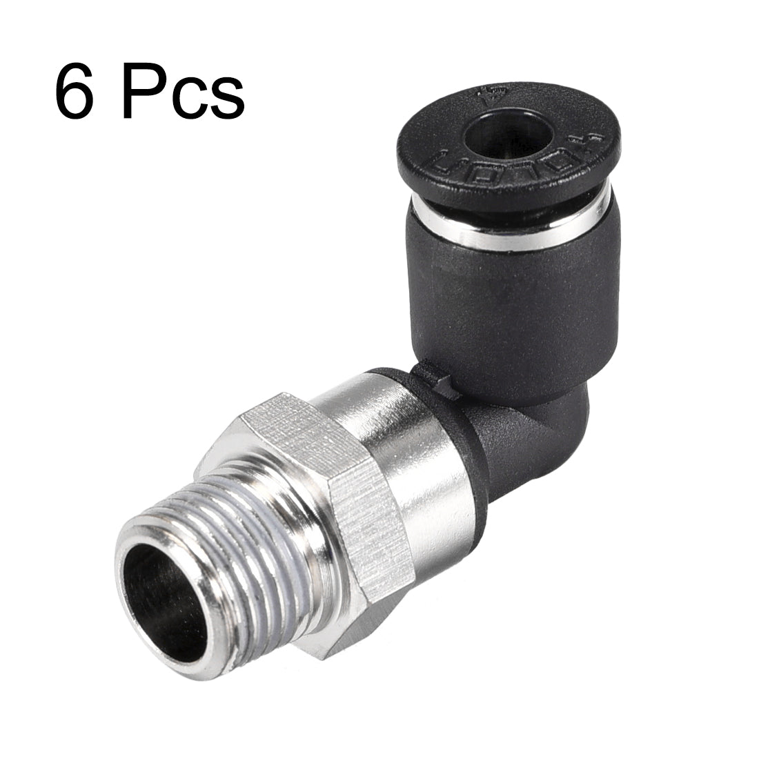 uxcell Uxcell Push to Connect Tube Fitting Male Elbow 4mm Tube OD x 1/8 NPT Thread Pneumatic Air Push Fit Lock Fitting 6pcs