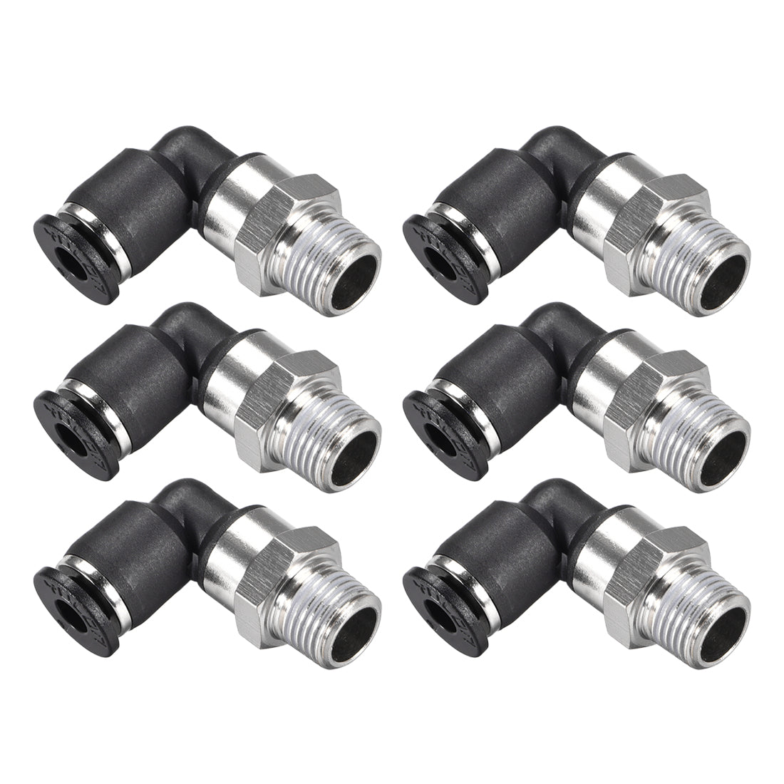 uxcell Uxcell Push to Connect Tube Fitting Male Elbow 4mm Tube OD x 1/8 NPT Thread Pneumatic Air Push Fit Lock Fitting 6pcs