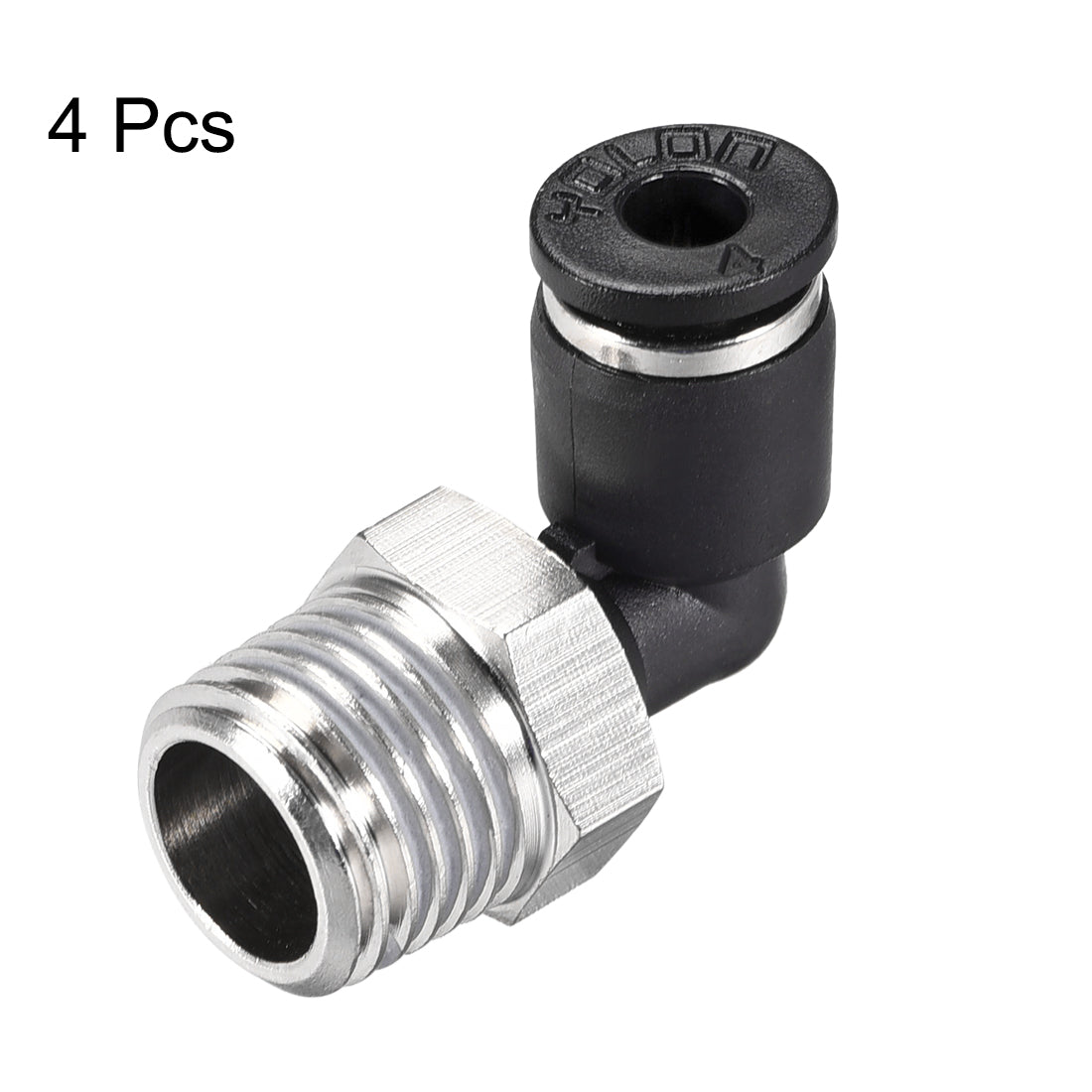 uxcell Uxcell Push to Connect Tube Fitting Male Elbow 4mm Tube OD x 1/4 NPT Thread Pneumatic Air Push Fit Lock Fitting 4pcs