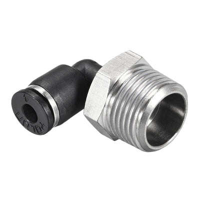 Harfington Uxcell Push to Connect Tube Fitting Male Elbow 4mm Tube OD x 3/8 NPT Thread Pneumatic Air Push Fit Lock Fitting