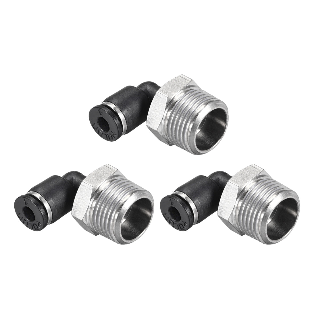 uxcell Uxcell Push to Connect Tube Fitting Male Elbow 4mm Tube OD x 3/8 NPT Thread Pneumatic Air Push Fit Lock Fitting 3pcs