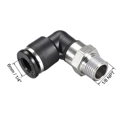 Harfington Uxcell 6Stk. Drücken zur Rohrverschraubung Fitting Außen Ellbogen 6mm Rohr OD X 1/8 NPT Gewinde Pneumatische Luftdruck Verriegelung