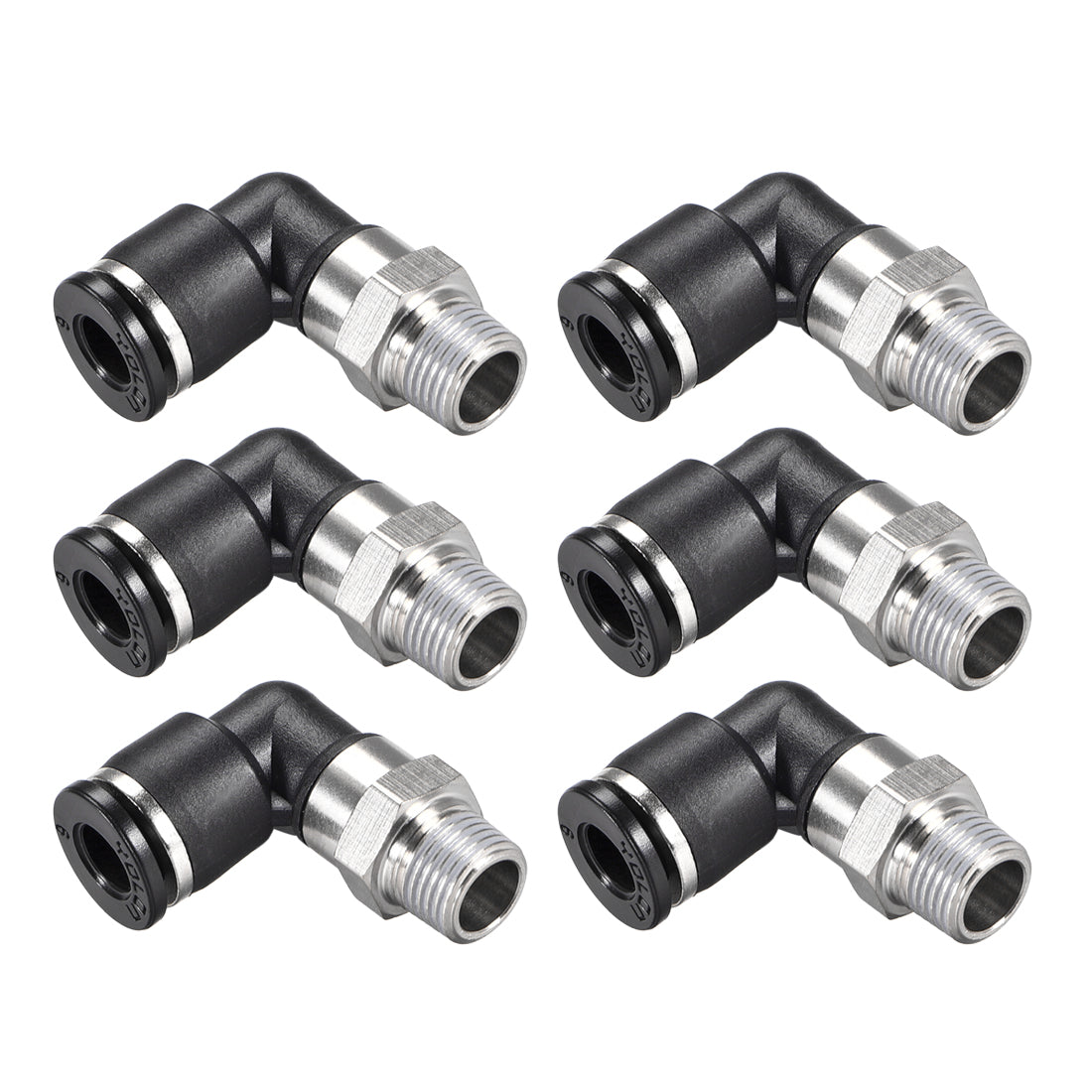 uxcell Uxcell 6Stk. Drücken zur Rohrverschraubung Fitting Außen Ellbogen 6mm Rohr OD X 1/8 NPT Gewinde Pneumatische Luftdruck Verriegelung