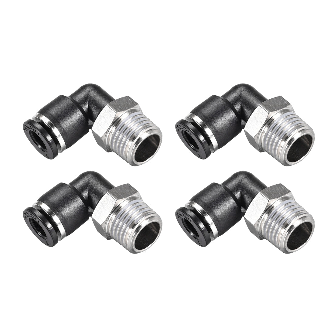 uxcell Uxcell 4Stk. Drücken zur Rohrverschraubung Fitting Außen Ellbogen 6mm Rohr OD X 1/4 NPT Gewinde Pneumatische Luftdruck Verriegelung