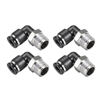 Harfington Uxcell 4Stk. Drücken zur Rohrverschraubung Fitting Außen Ellbogen 6mm Rohr OD X 1/4 NPT Gewinde Pneumatische Luftdruck Verriegelung