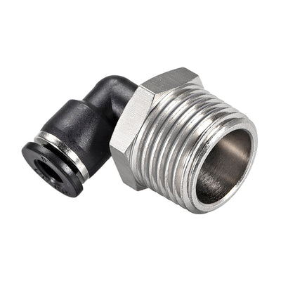 Harfington Uxcell Push to Connect Tube Fitting Male Elbow 6mm Tube OD x 1/2 NPT Thread Pneumatic Air Push Fit Lock Fitting