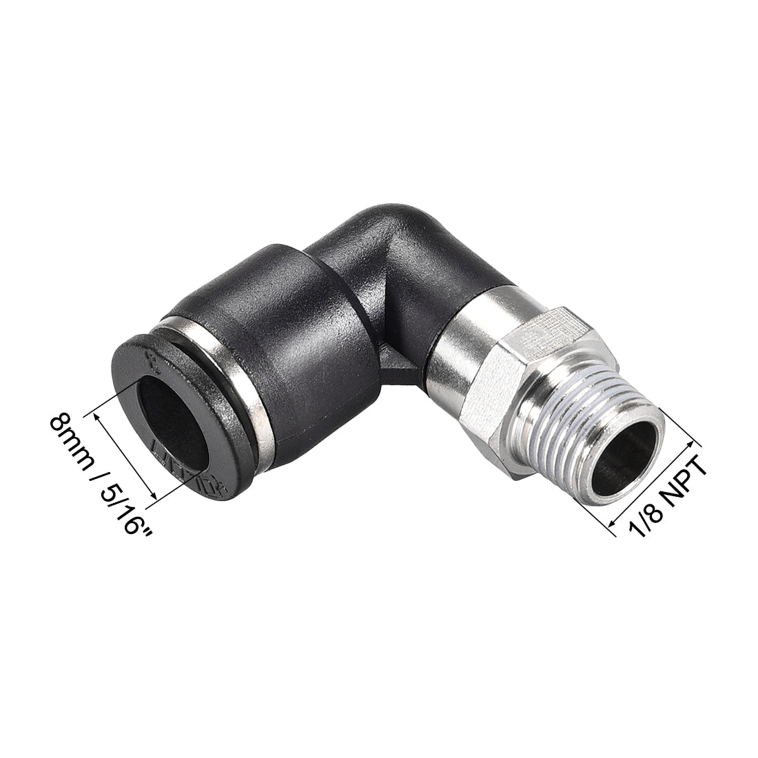 uxcell Uxcell 2Stk. Drücken zur Rohrverschraubung Fitting Außen Ellbogen 8mm Rohr OD X 1/8 NPT Gewinde Pneumatische Luftdruck Verriegelung