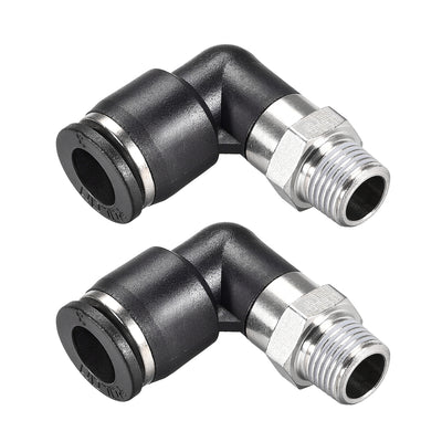 Harfington Uxcell 2Stk. Drücken zur Rohrverschraubung Fitting Außen Ellbogen 8mm Rohr OD X 1/8 NPT Gewinde Pneumatische Luftdruck Verriegelung