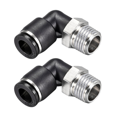 Harfington Uxcell Push to Connect Tube Fitting Male Elbow 8mm Tube OD x 1/4 NPT Thread Pneumatic Air Push Fit Lock Fitting 2pcs