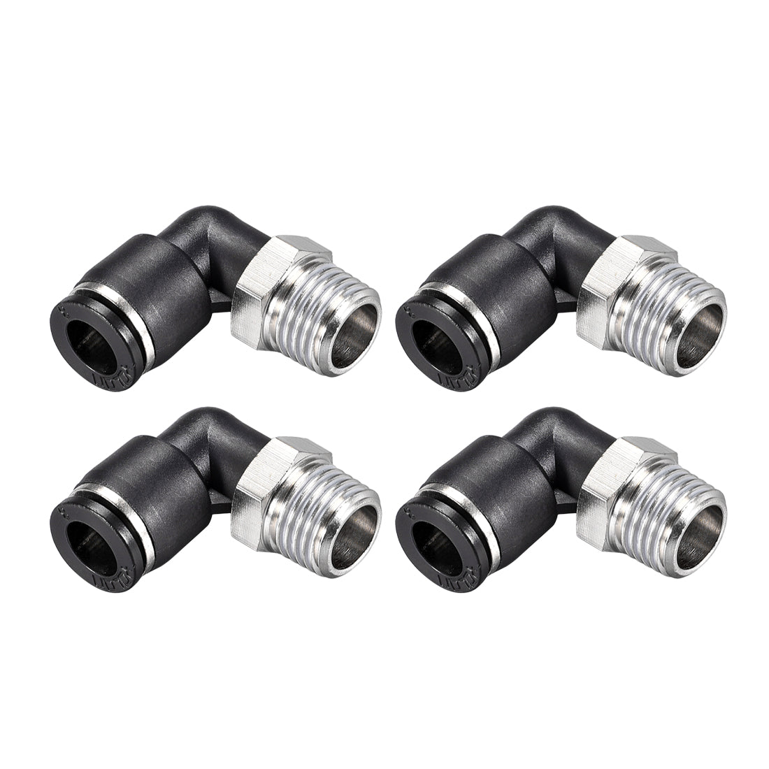 uxcell Uxcell 4Stk. Drücken zur Rohrverschraubung Fitting Außen Ellbogen 8mm Rohr OD X 1/4 NPT Gewinde Pneumatische Luftdruck Verriegelung