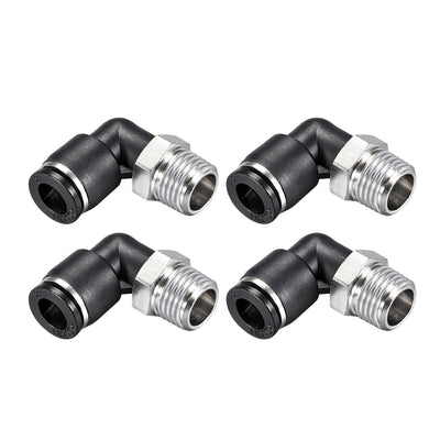 Harfington Uxcell 4Stk. Drücken zur Rohrverschraubung Fitting Außen Ellbogen 8mm Rohr OD X 1/4 NPT Gewinde Pneumatische Luftdruck Verriegelung