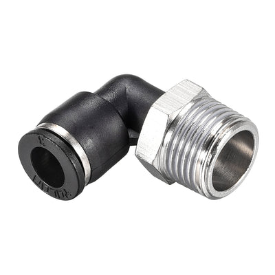 Harfington Uxcell Push to Connect Tube Fitting Male Elbow 8mm Tube OD x 3/8 NPT Thread Pneumatic Air Push Fit Lock Fitting