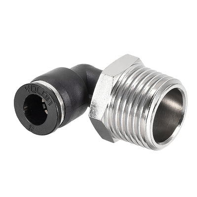 Harfington Uxcell Push to Connect Tube Fitting Male Elbow 8mm Tube OD x 1/2 NPT Thread Pneumatic Air Push Fit Lock Fitting