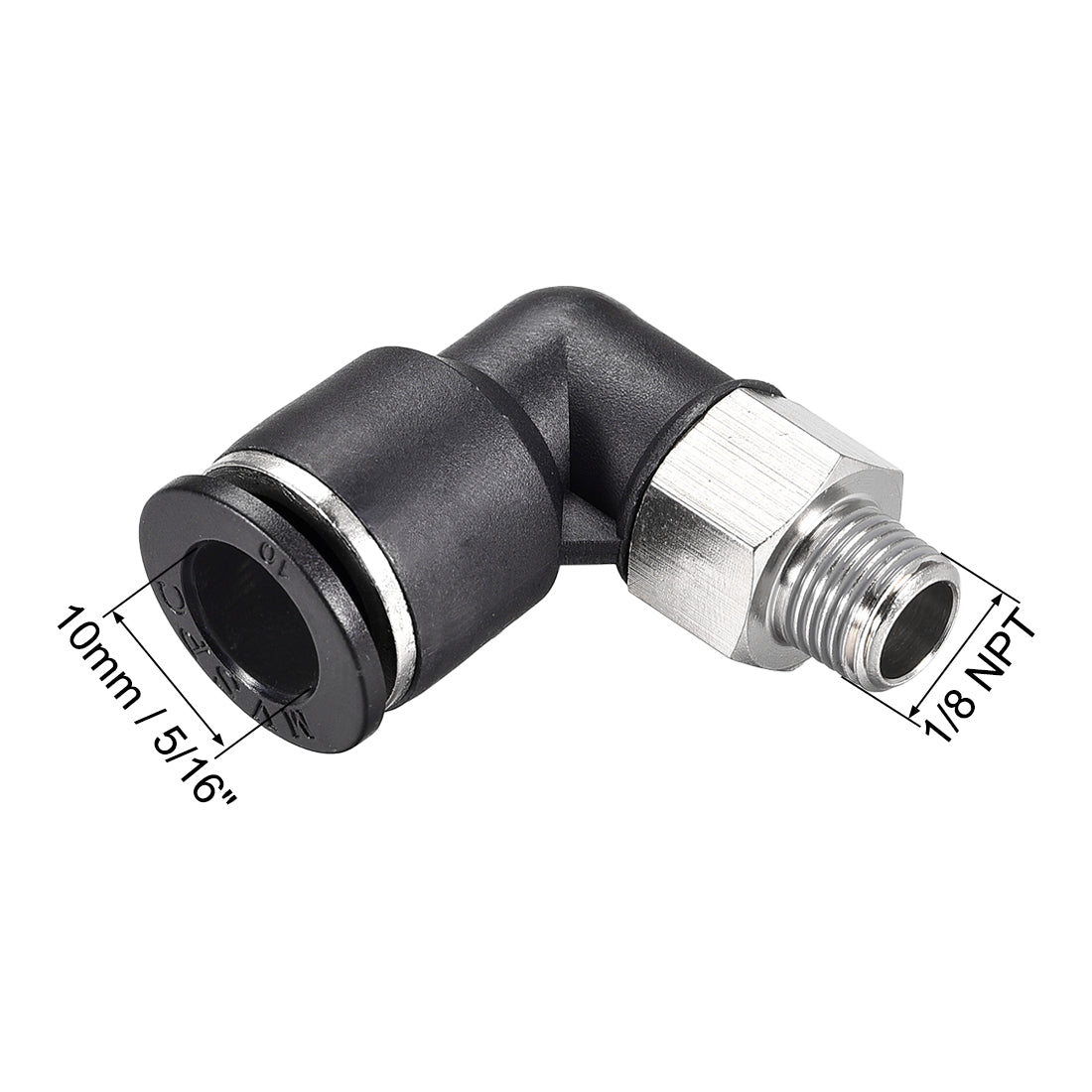 uxcell Uxcell Push to Connect Tube Fitting Male Elbow 10mm Tube OD x 1/8 NPT Thread Pneumatic Air Push Fit Lock Fitting