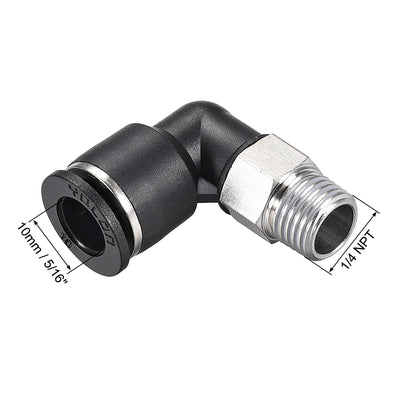 Harfington Uxcell 2Stk. Drücken zur Rohrverschraubung Fitting Außen Ellbogen 10mm Rohr OD X 1/4 NPT Gewinde Pneumatische Luftdruck Verriegelung