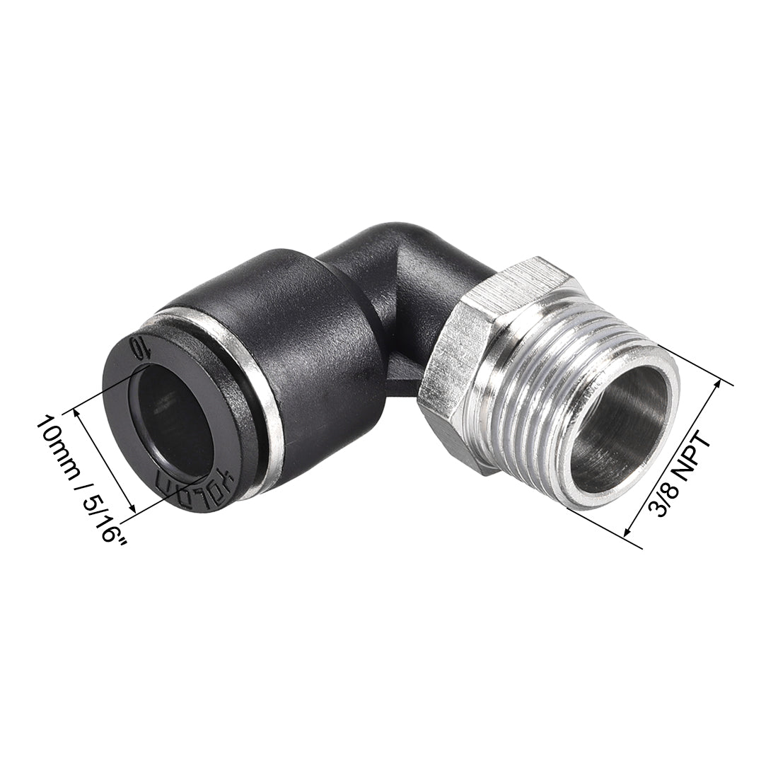 uxcell Uxcell Push to Connect Tube Fitting Male Elbow 10mm Tube OD x 3/8 NPT Thread Pneumatic Air Push Fit Lock Fitting