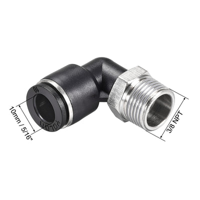 Harfington Uxcell Push to Connect Tube Fitting Male Elbow 10mm Tube OD x 3/8 NPT Thread Pneumatic Air Push Fit Lock Fitting